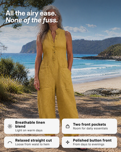 Dulcie | Sleeveless Button-Front Linen Jumpsuit benefits