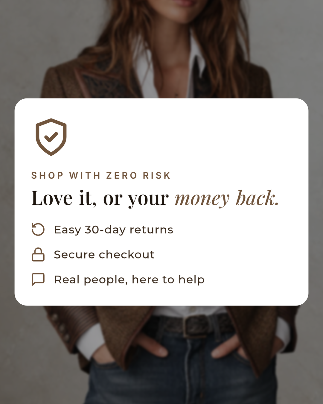 Dusty | Herringbone Panel Blazer money-back guarantee