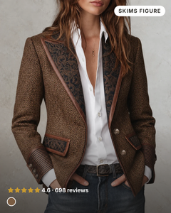 Dusty | Herringbone Panel Blazer in brown