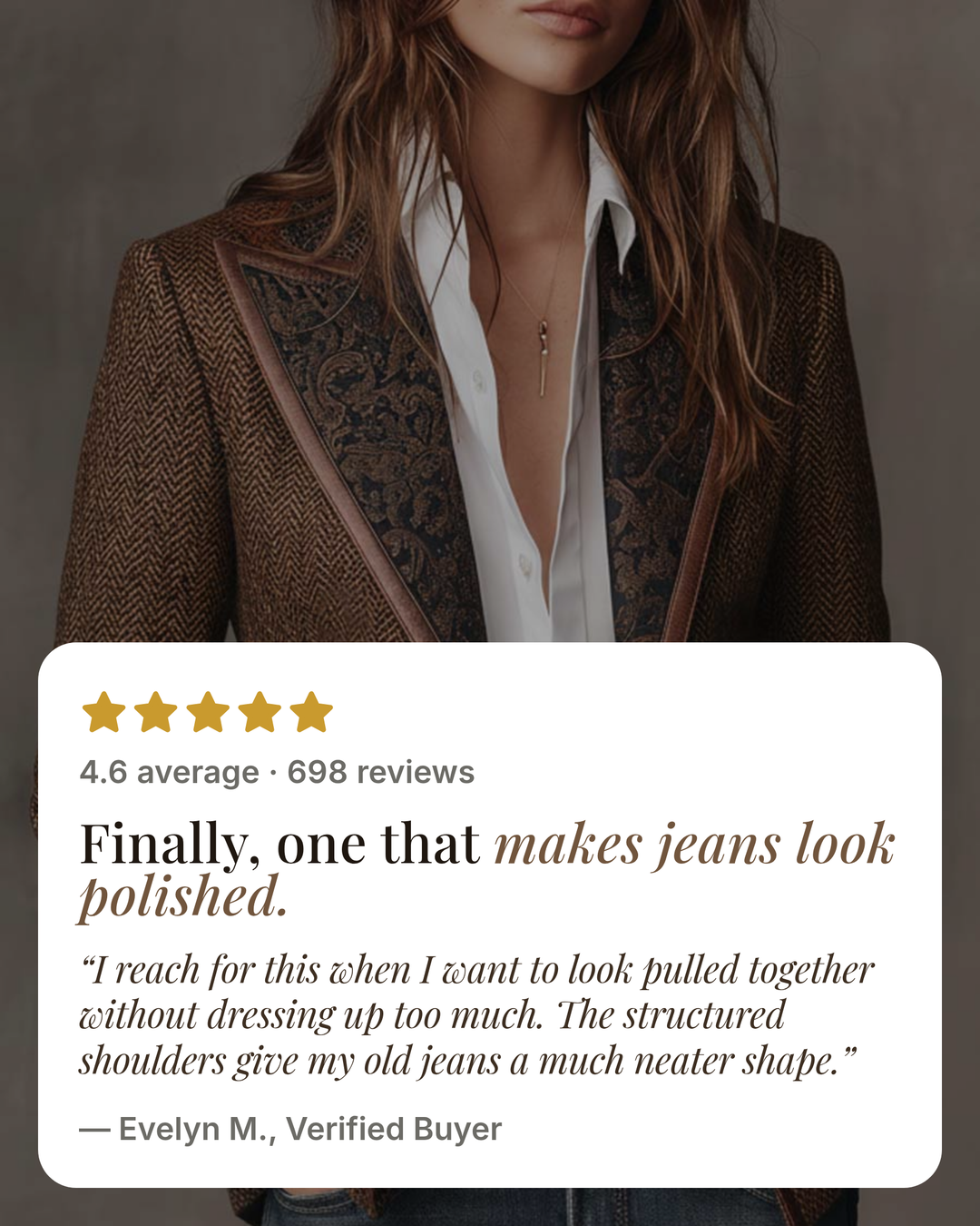Dusty | Herringbone Panel Blazer five star customer review
