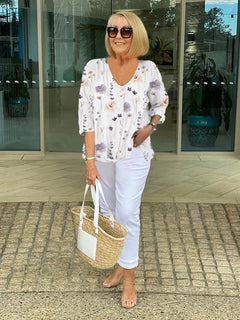 Chloe | Printed Chiffon Button Tunic Top