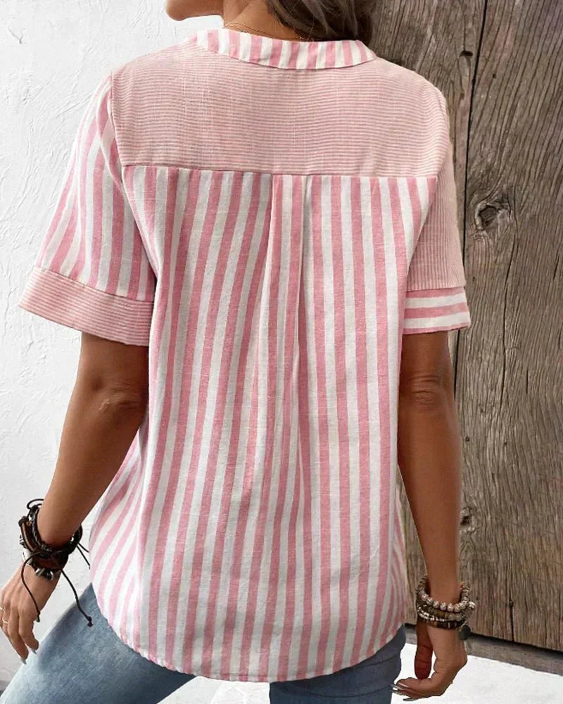 Nina | Soft Striped Flared-Sleeve Blouse