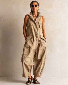 Marlo | Utility Pocket Linen Jumpsuit – Khaki