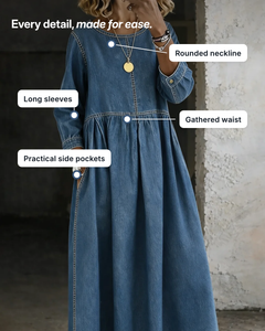 Edith | Vintage Denim Maxi Dress details