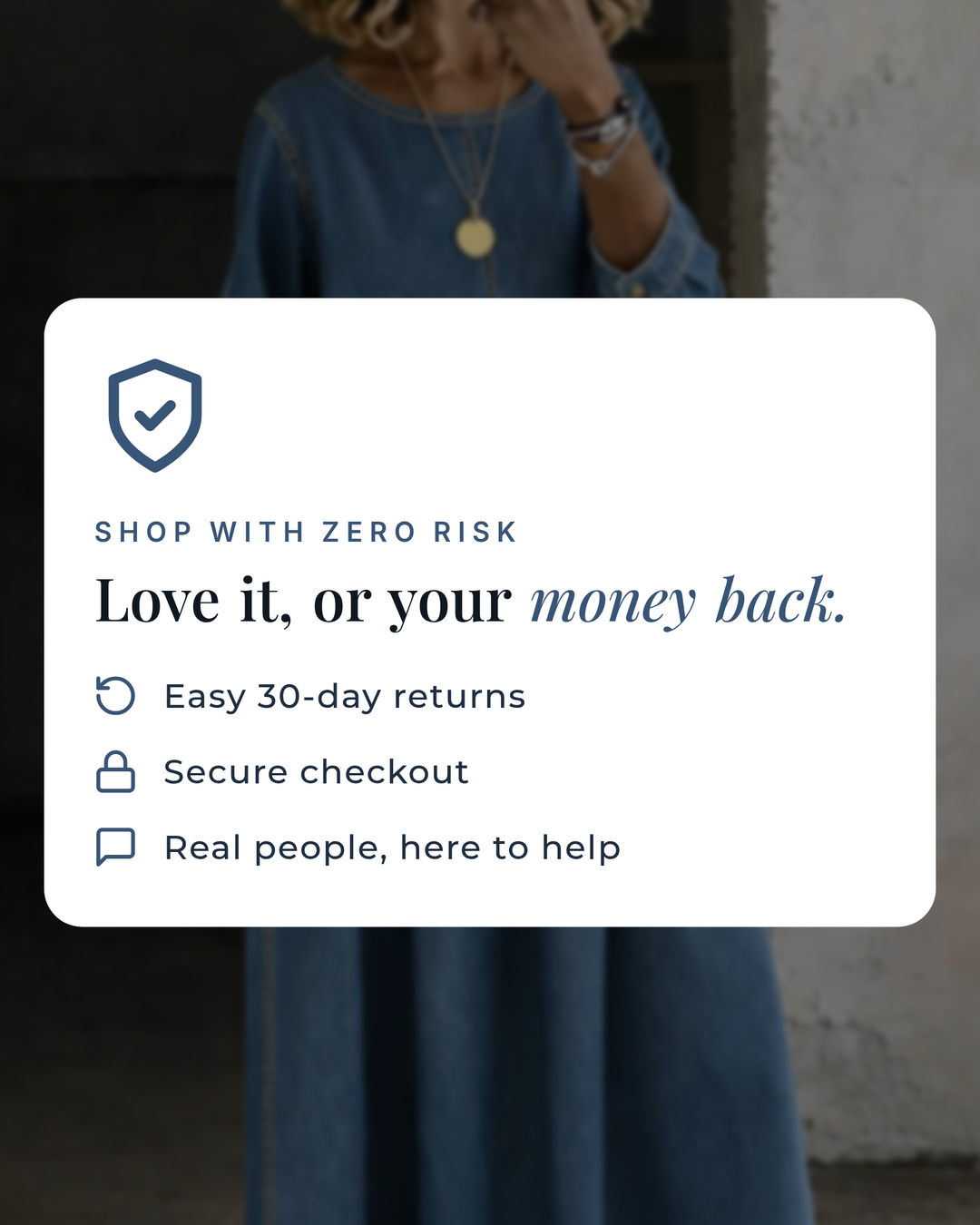Edith | Vintage Denim Maxi Dress money-back guarantee