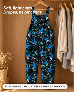 Edwina | Swallow Print Overalls fabric close-up