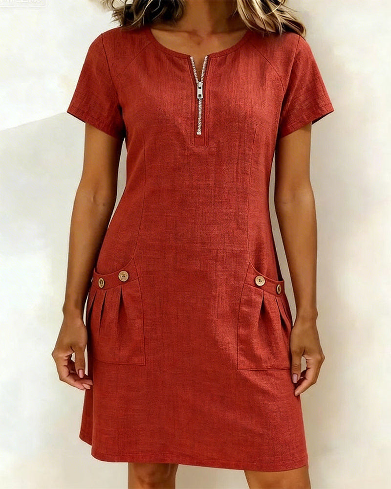 Noeleen | Cotton Zip-Pocket Dress