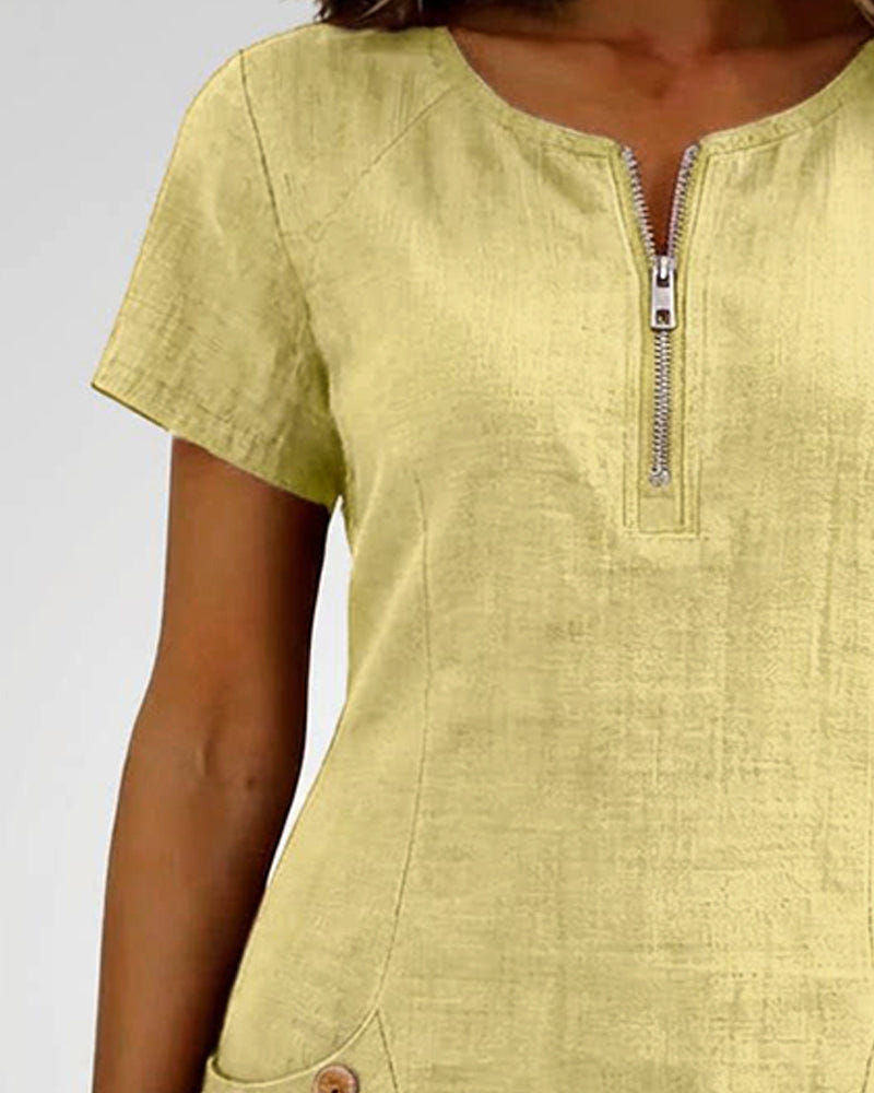 Noeleen | Cotton Zip-Pocket Dress