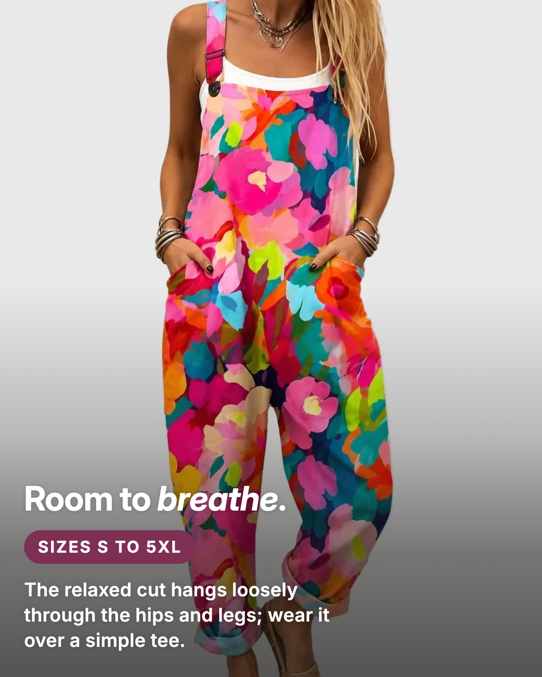 Elisha | Floral Overalls fit and sizes