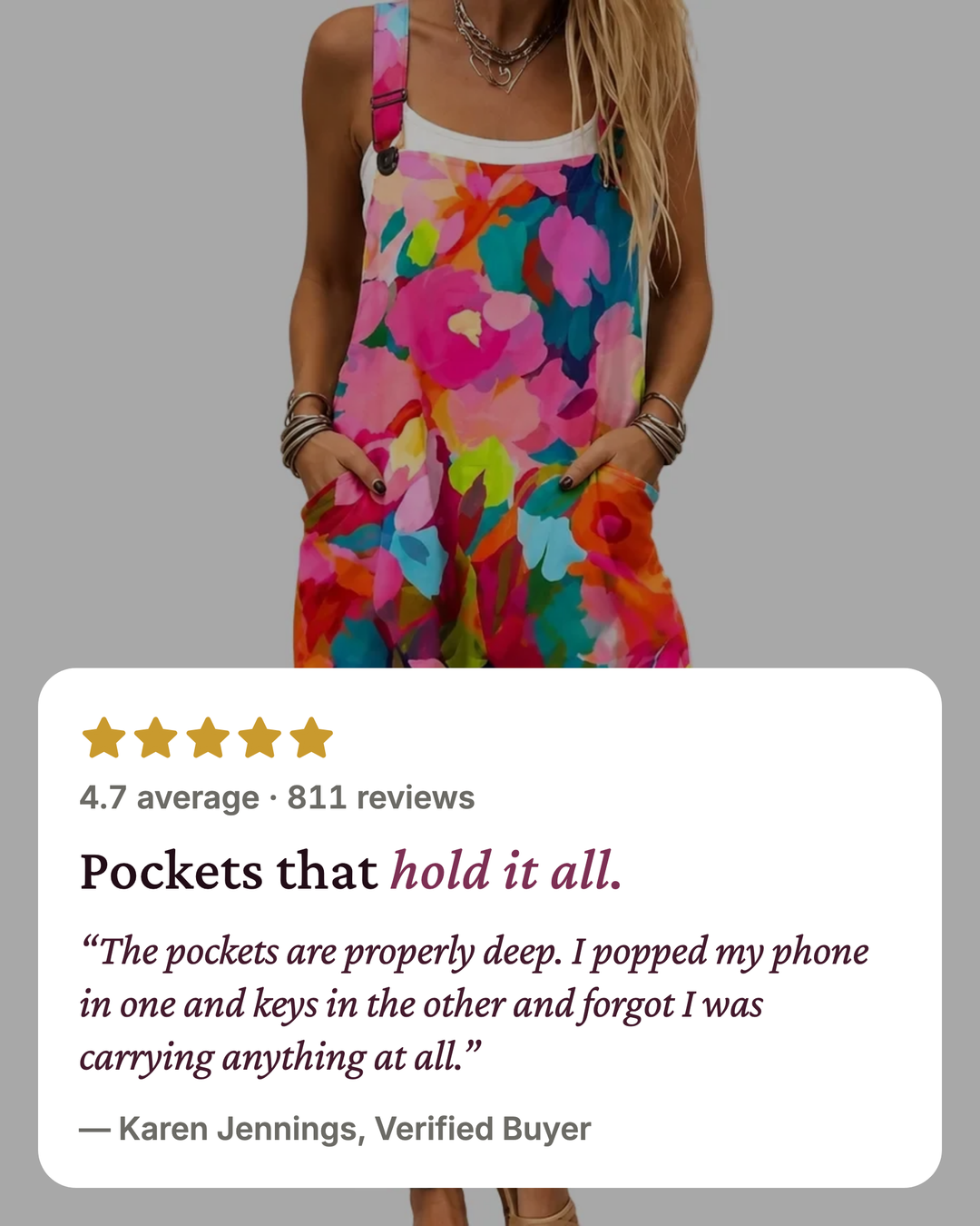 Elisha | Floral Overalls five star customer review