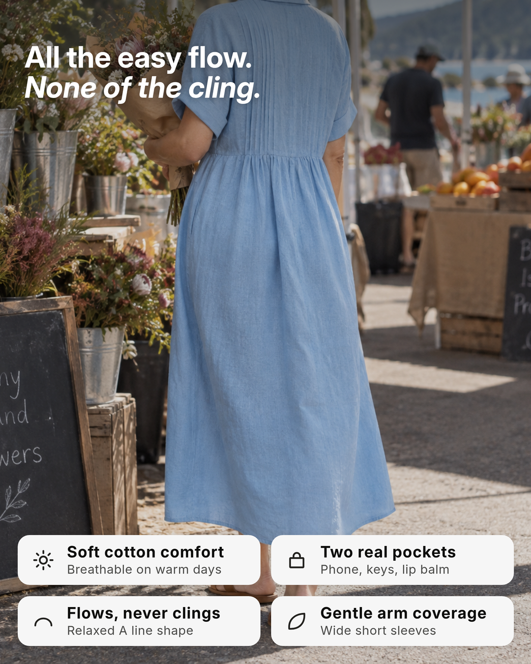 Ellice | Flowing Cotton Shirt Dress benefits