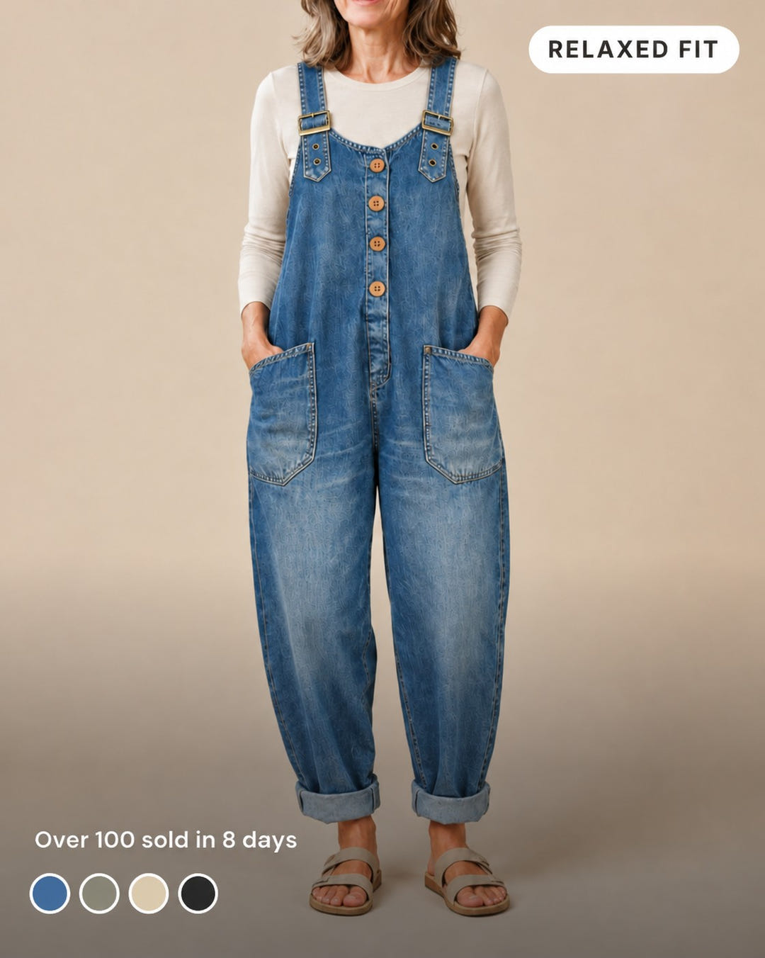 Relaxed Utility Jumpsuit in blue, relaxed fit