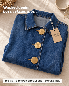 Esme | Oversized Denim Jacket fabric close-up