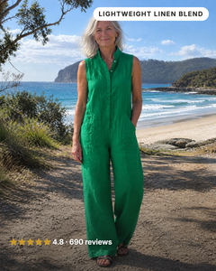 Essie | Minimalist Wide-Leg Linen Jumpsuit in green