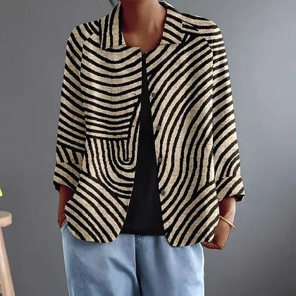 Roxy | Striped Open-Front Blazer