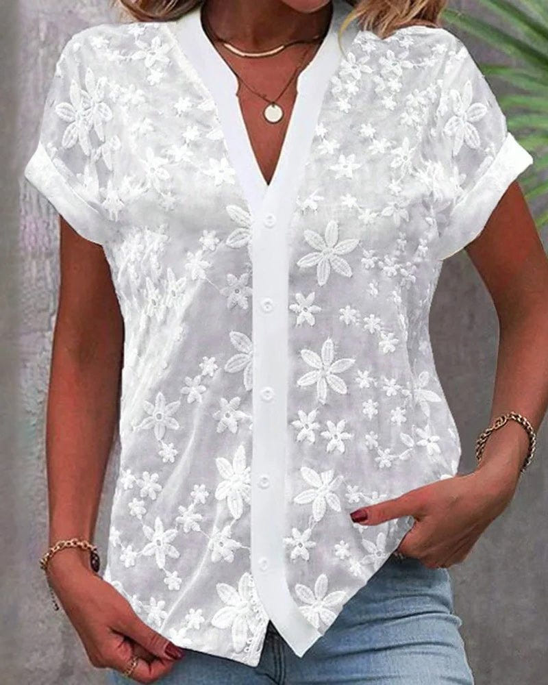Zoey | Short-Sleeve Blouse with V-Neckline
