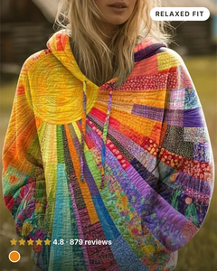 Fabienne | Bohemian Patchwork Hoodie in multicolour