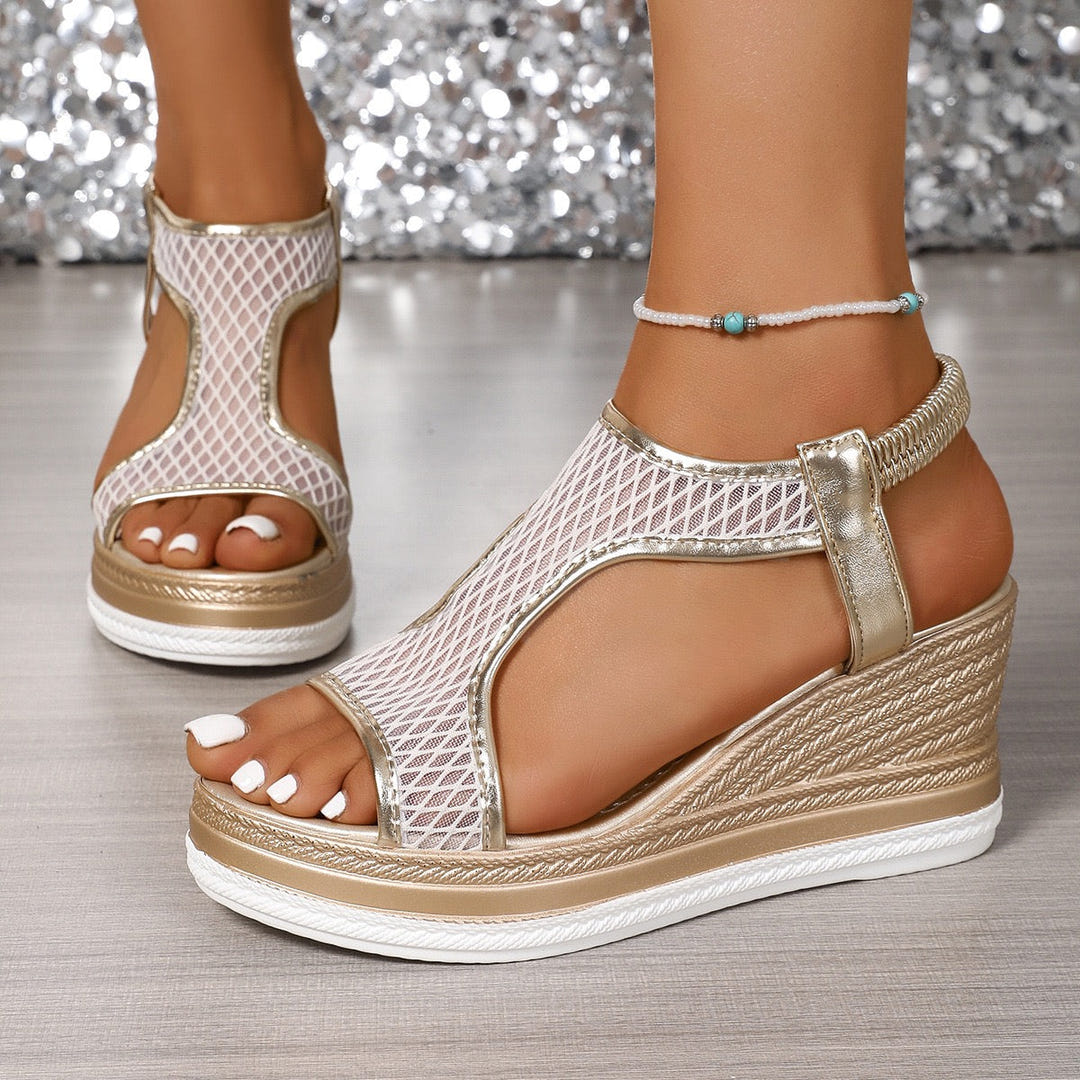 Vina | Mesh Wedge Sandals