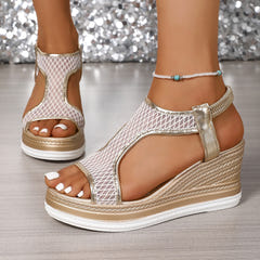Vina | Mesh Wedge Sandals