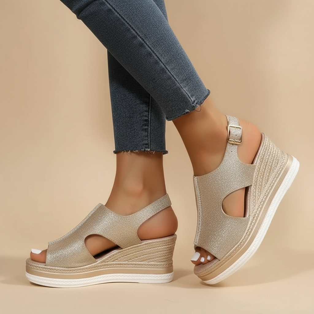 Umina | Metallic Wedge Sandals