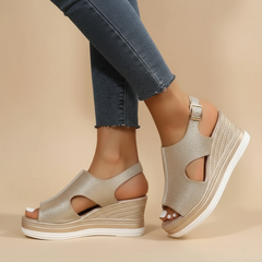 Umina | Metallic Wedge Sandals
