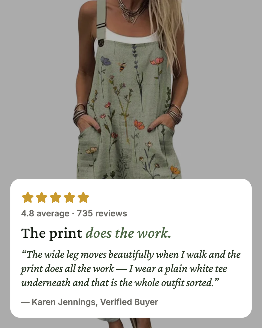 Gail | Printed Overalls Wide-Leg five star customer review