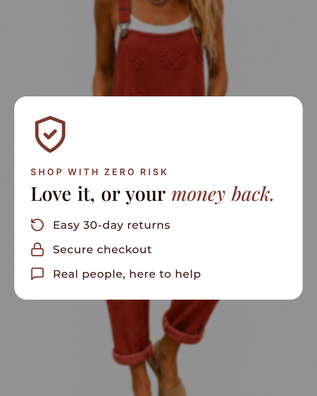 Galina | Comfort Overalls Brick Red money-back guarantee