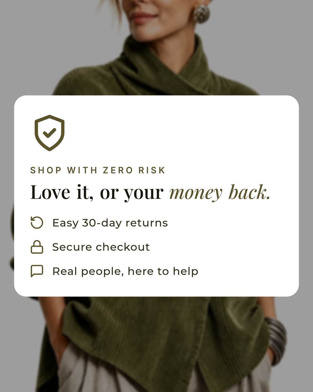 Gillian | Corduroy Wrap-Collar Overshirt money-back guarantee