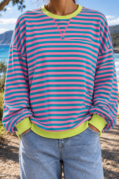 Giselle | Striped Crew Neck Sweatshirt