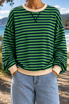 Giselle | Striped Crew Neck Sweatshirt