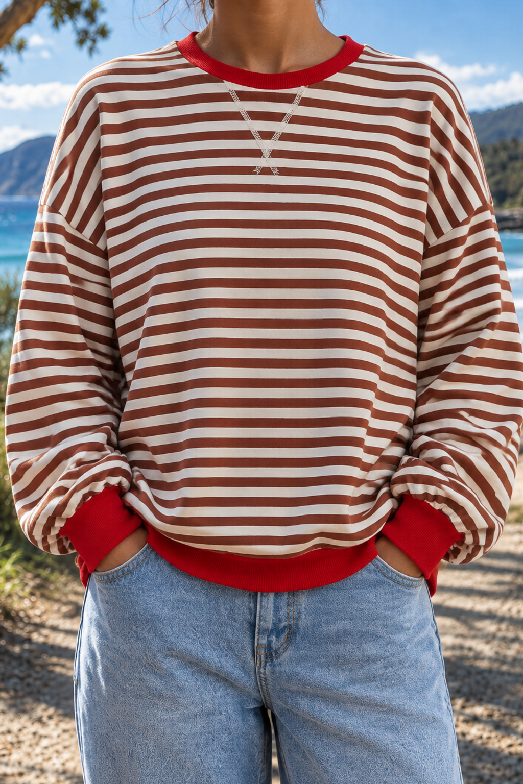 Giselle | Striped Crew Neck Sweatshirt