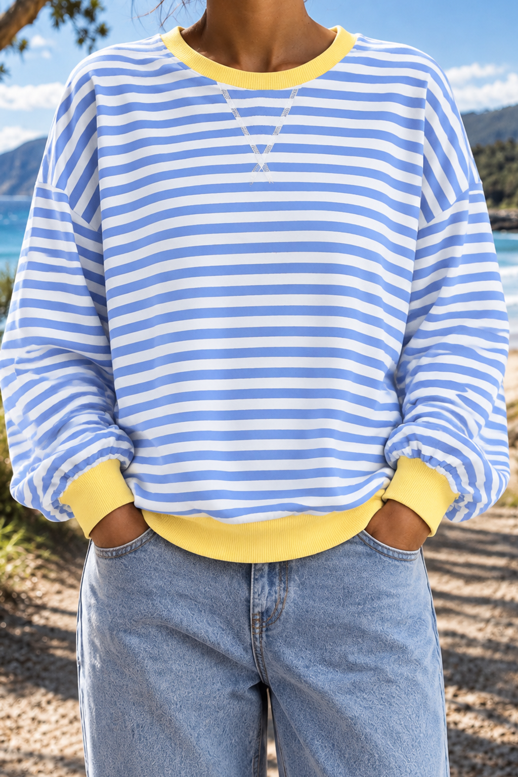 Giselle | Striped Crew Neck Sweatshirt
