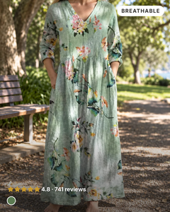 Halcyon | Floral Summer Dress in green