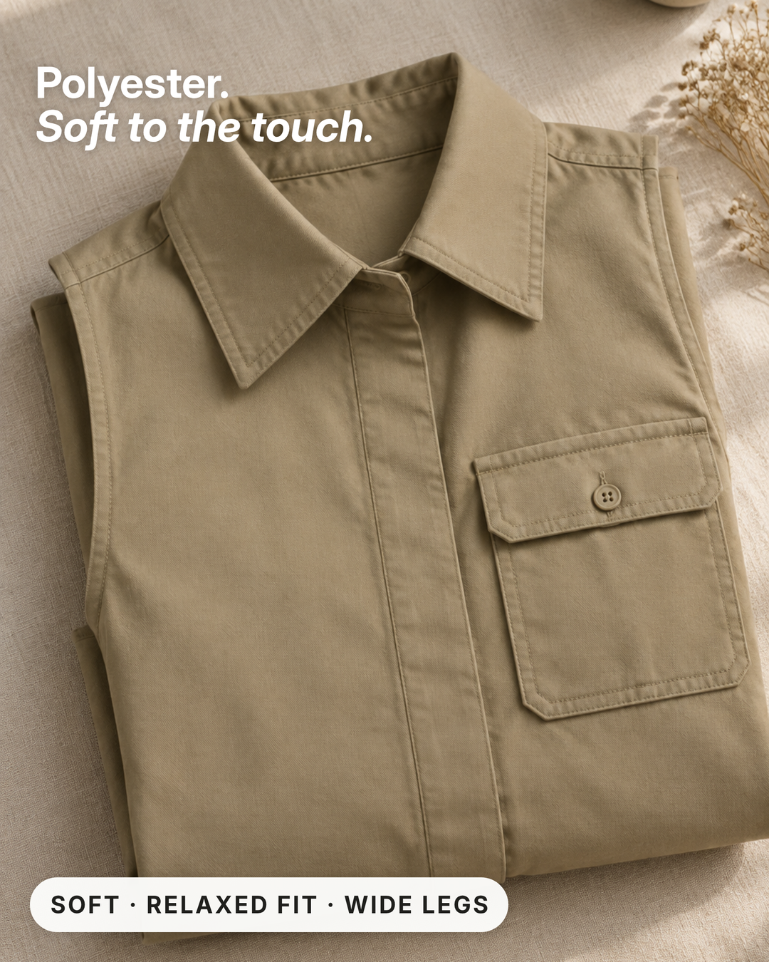 Harlow | Sleeveless Utility Jumpsuit fabric close-up
