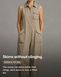 Harlow | Sleeveless Utility Jumpsuit fit and sizes