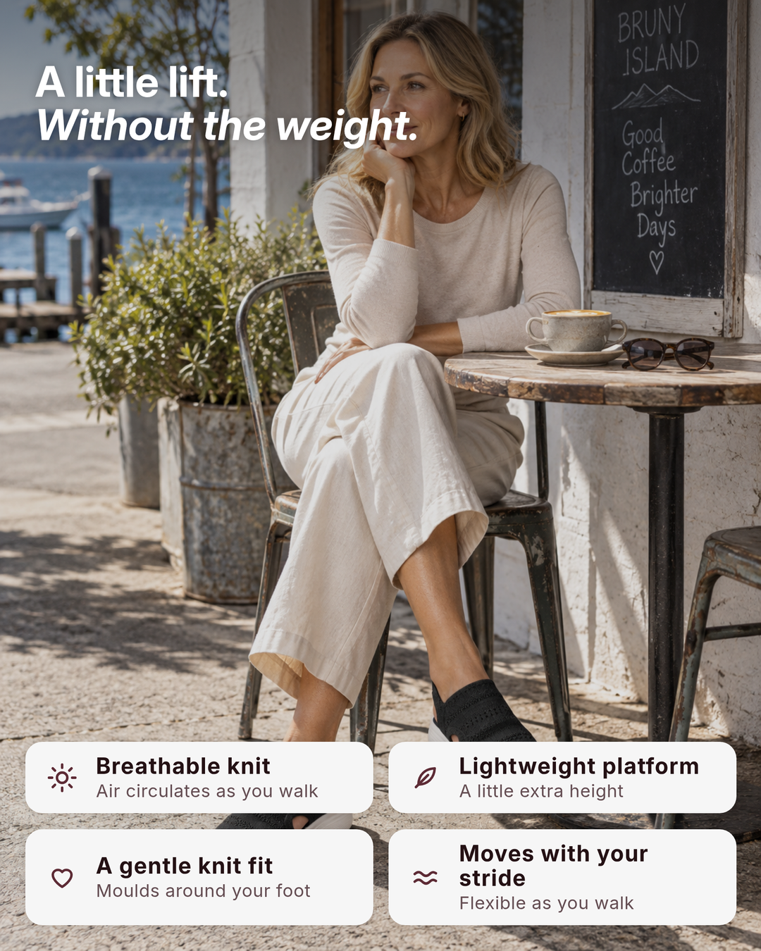 Hero | Breathable Knit Platform Sandals benefits