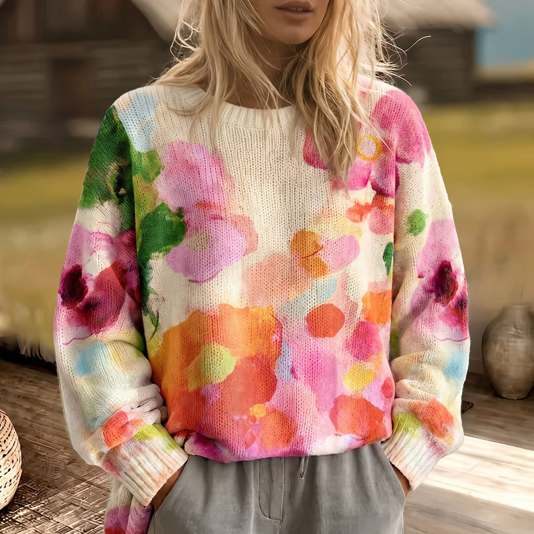 Merla | Tie-Dye Floral Knit Sweater