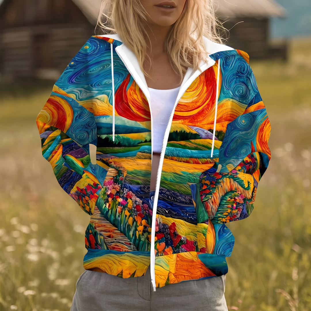 Maria-Grace | Radiant Sunburst Zip Hoodie