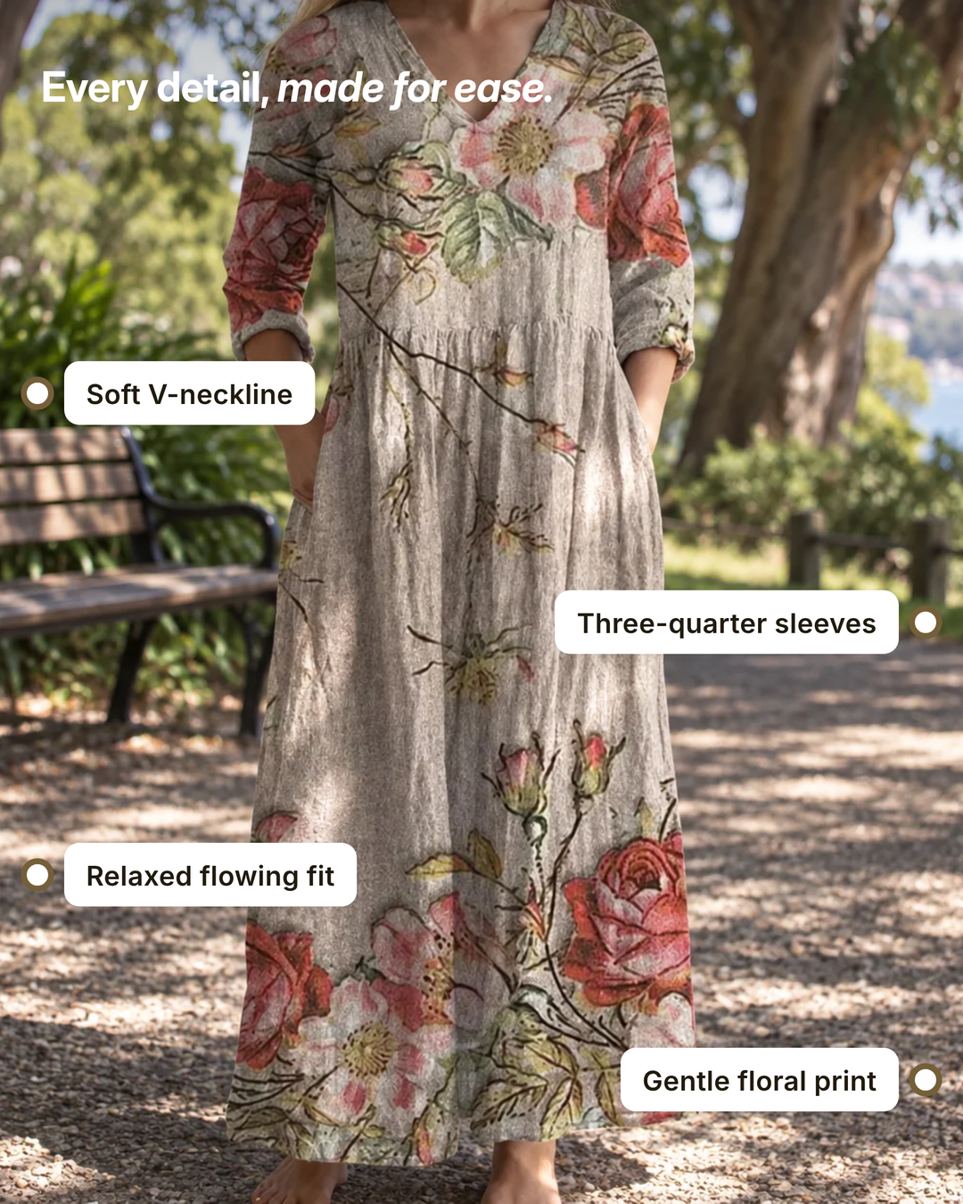 Hosanna | Soft Floral Midi Dress details