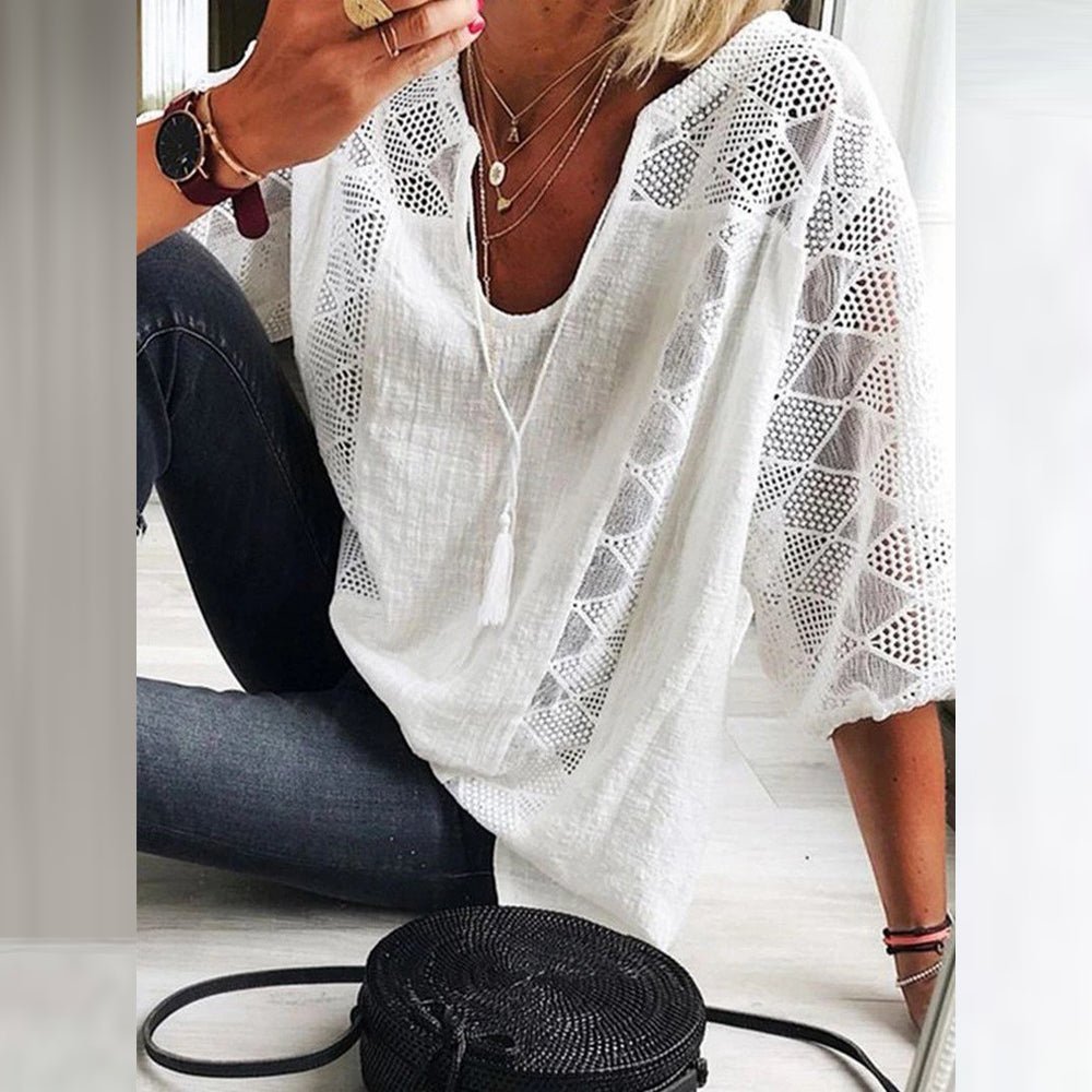 Emily | Boho Crochet Cotton Blouse