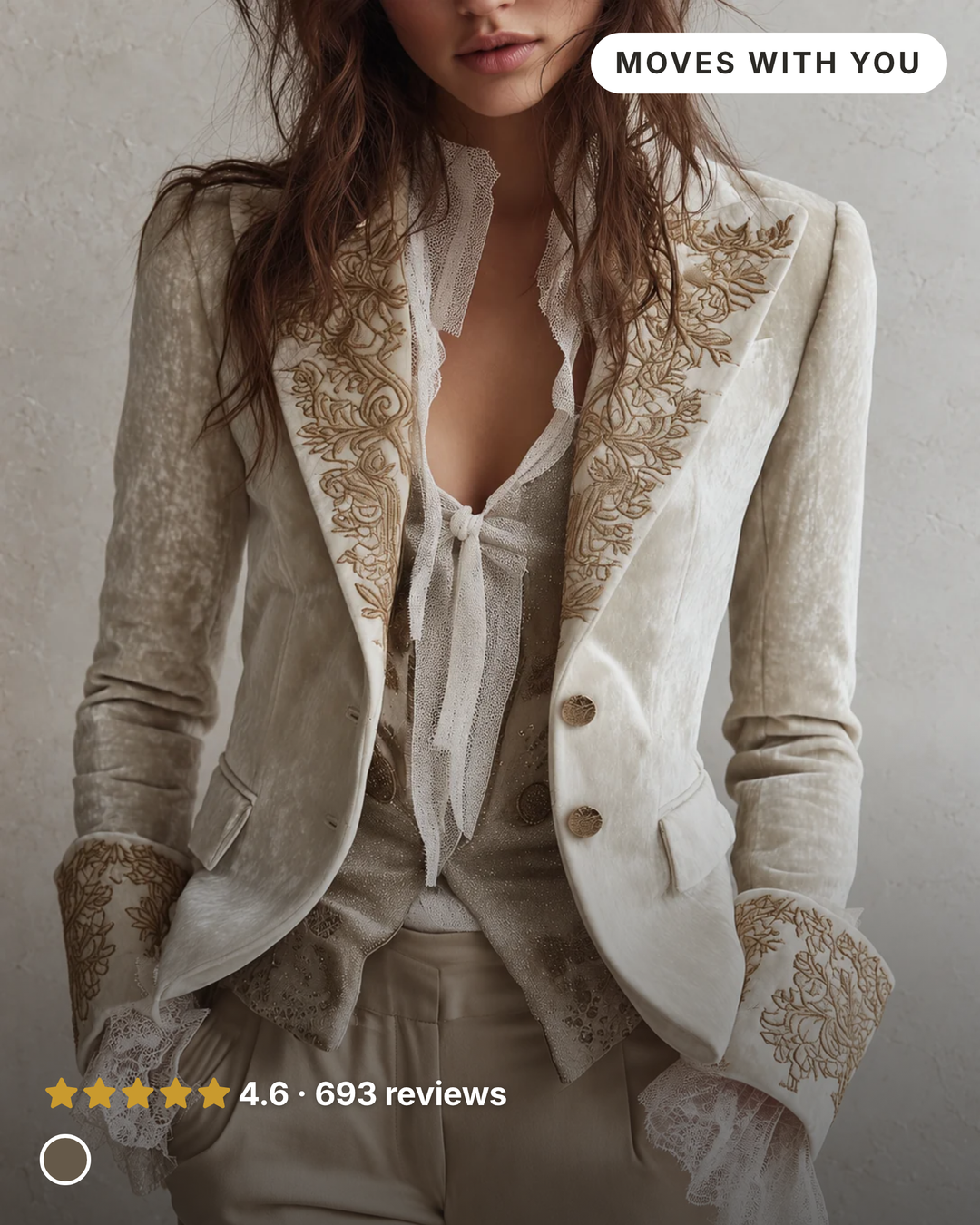 Ismay | Embroidered Tailored Blazer in ivory