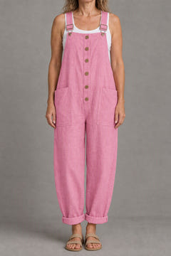 Relaxed linen-look jumpsuit in pink