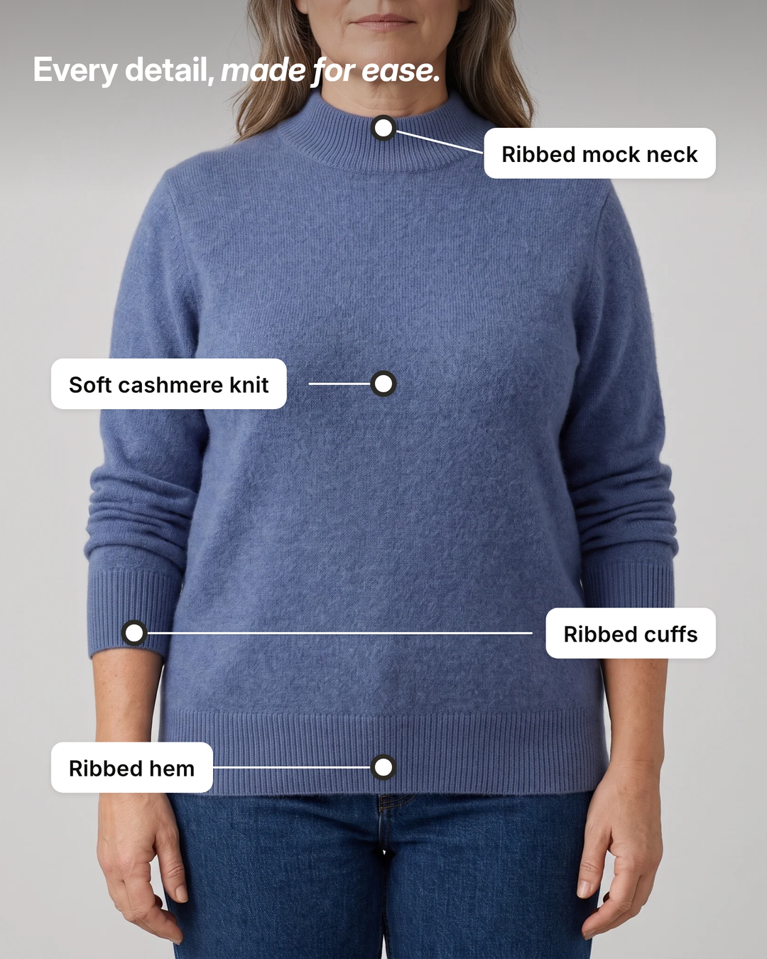 Jenifer | Mock Neck Cashmere Sweater details