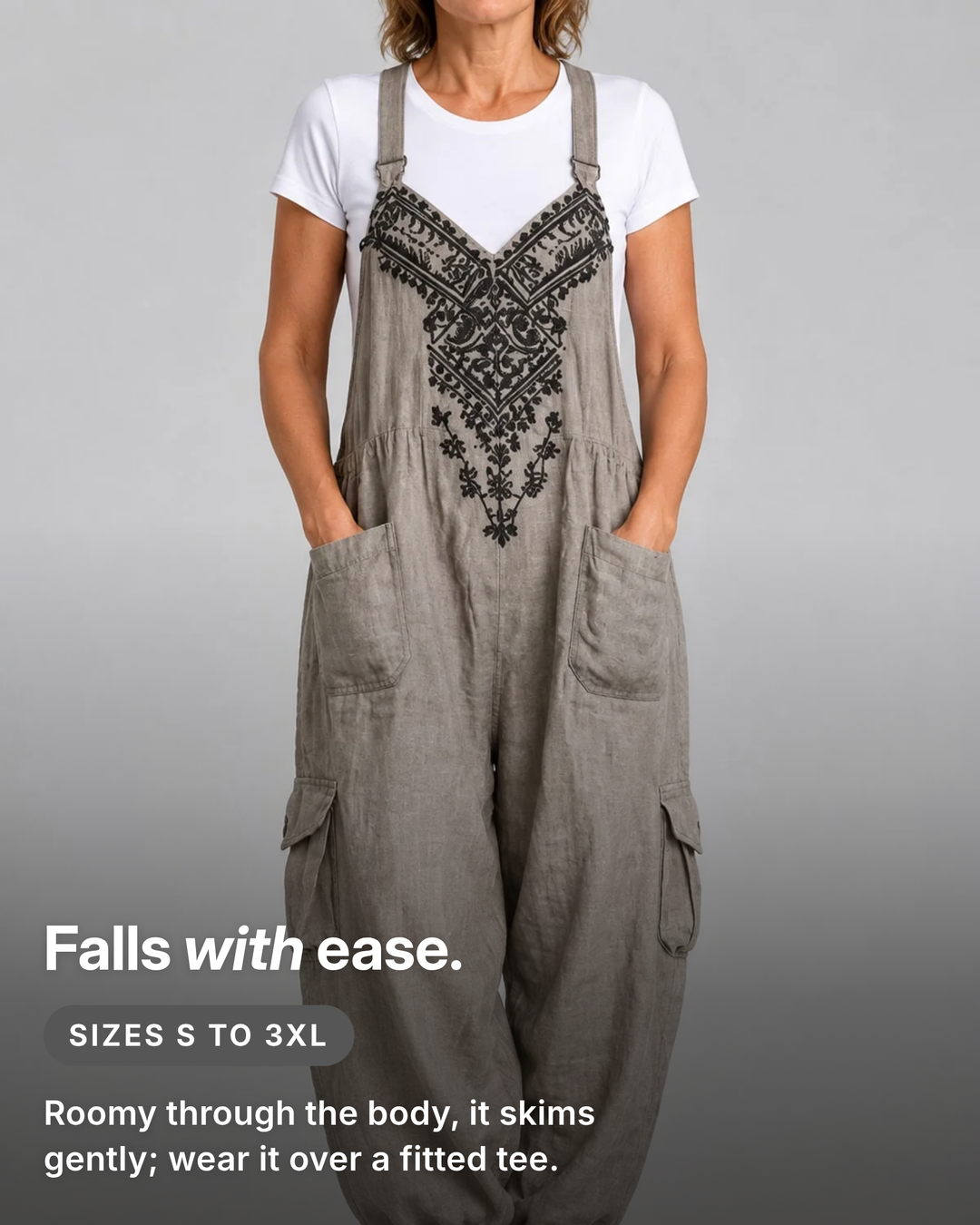 Joni | Boho Halter Dungarees fit and sizes