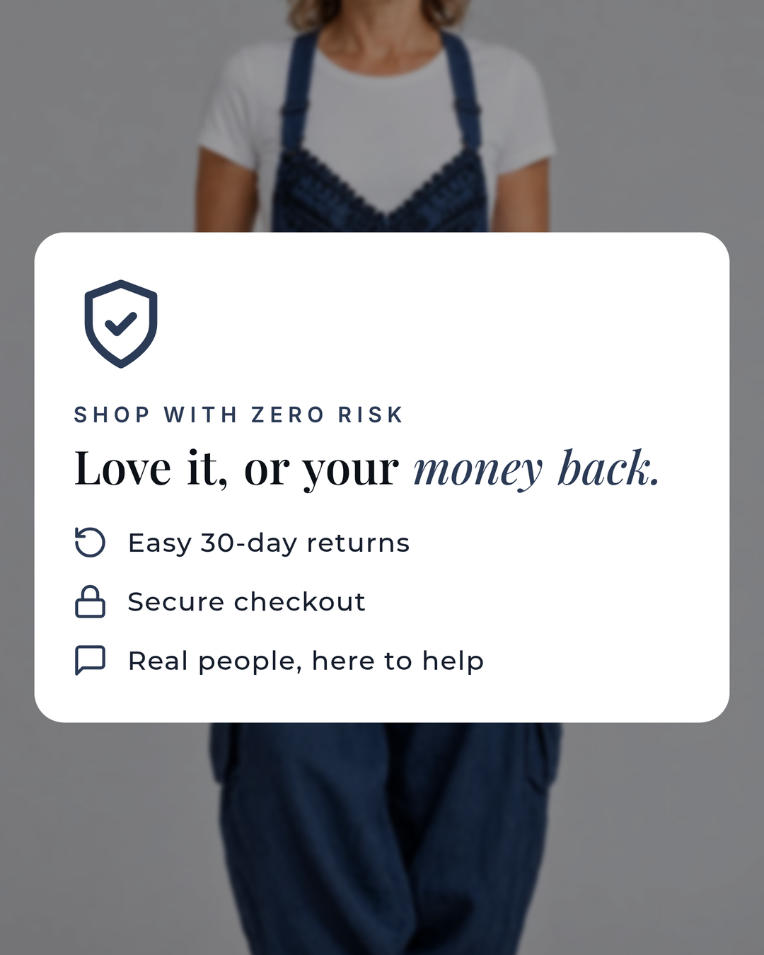 Joni | Boho Halter Dungarees money-back guarantee
