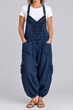 Boho halter dungarees in navy