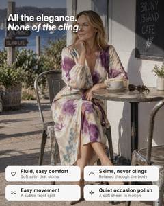 Jorie | Watercolour Satin Midi Dress benefits