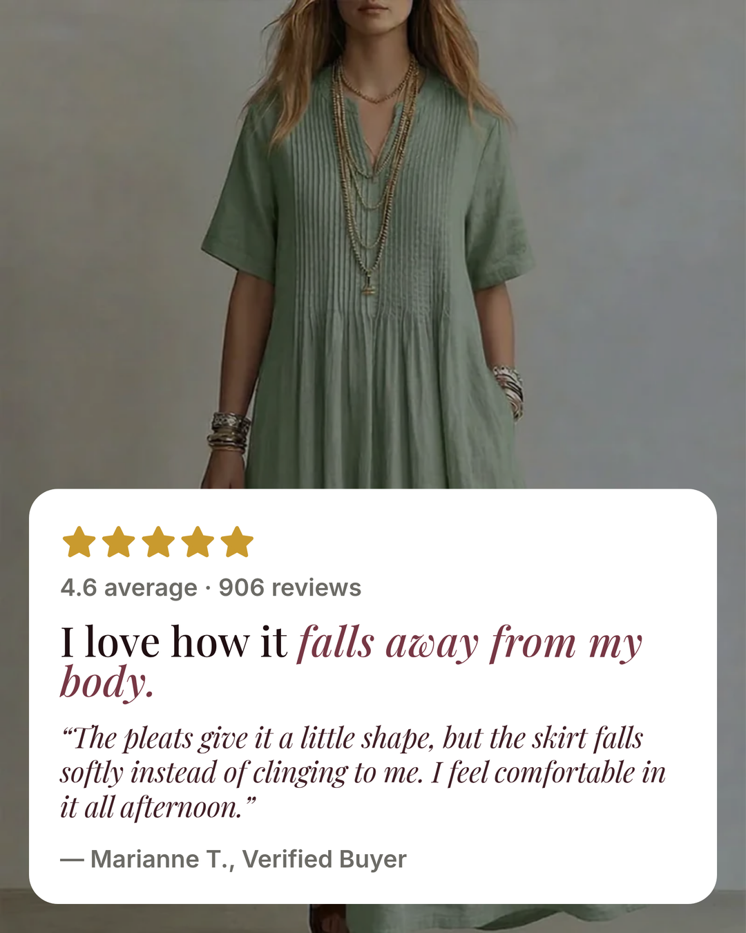 Juliane | Pleated Midi Dress five star customer review