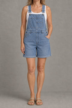 Classic denim overall shorts in light blue
