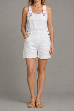 Classic denim overall shorts in white